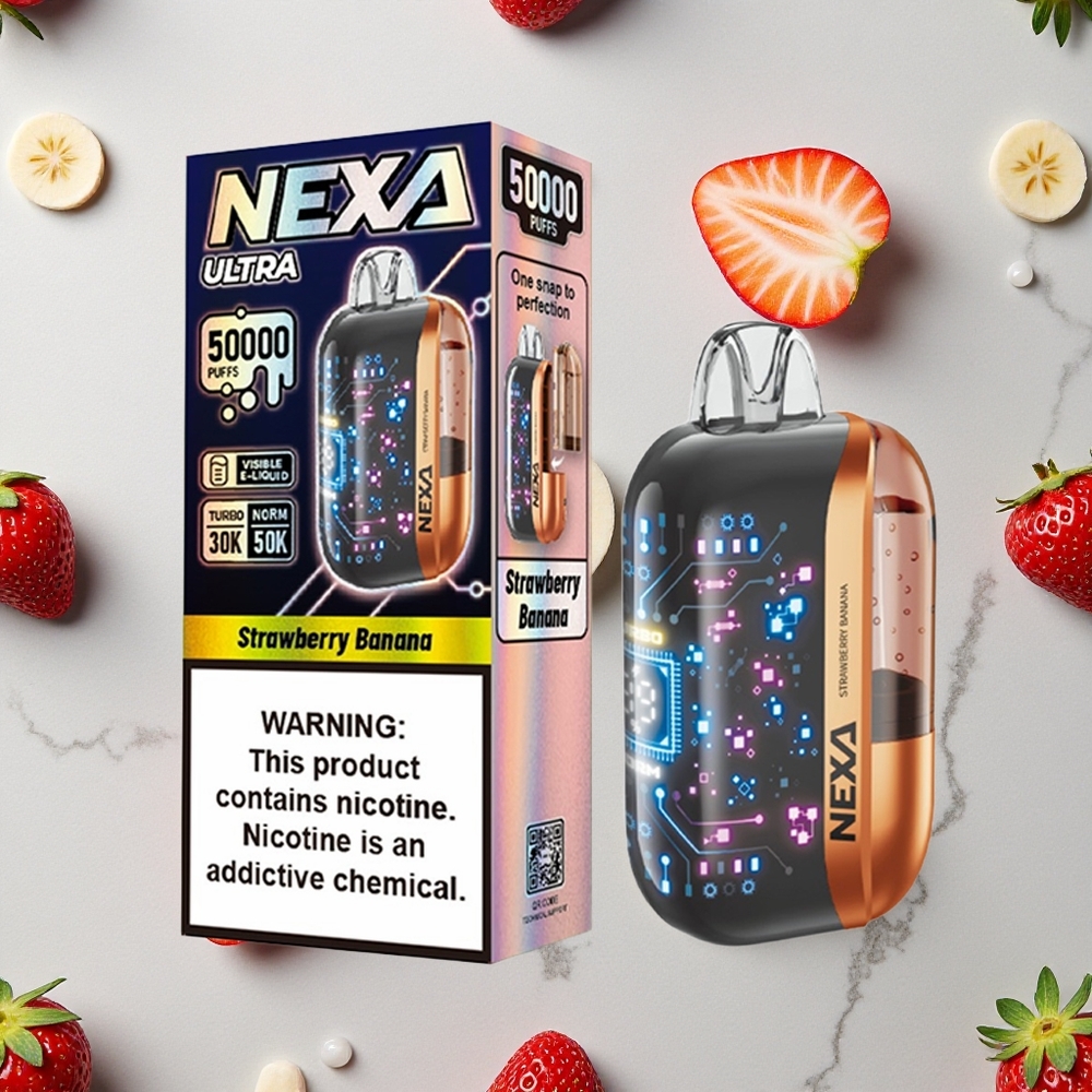 NEXA Ultra 50K Vape Desechable Fresa Plátano 20ml Capacidad Precargada 800mah Batería vape wholesale España