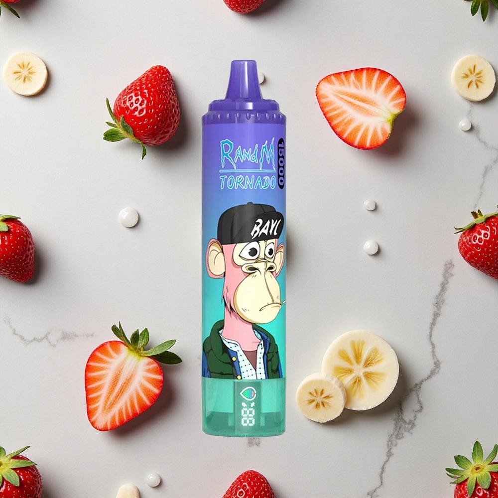 RandM Fumot Tornado 15000 Caladas Fresa Plátano 25ml Pantalla LCD vape wholesale España