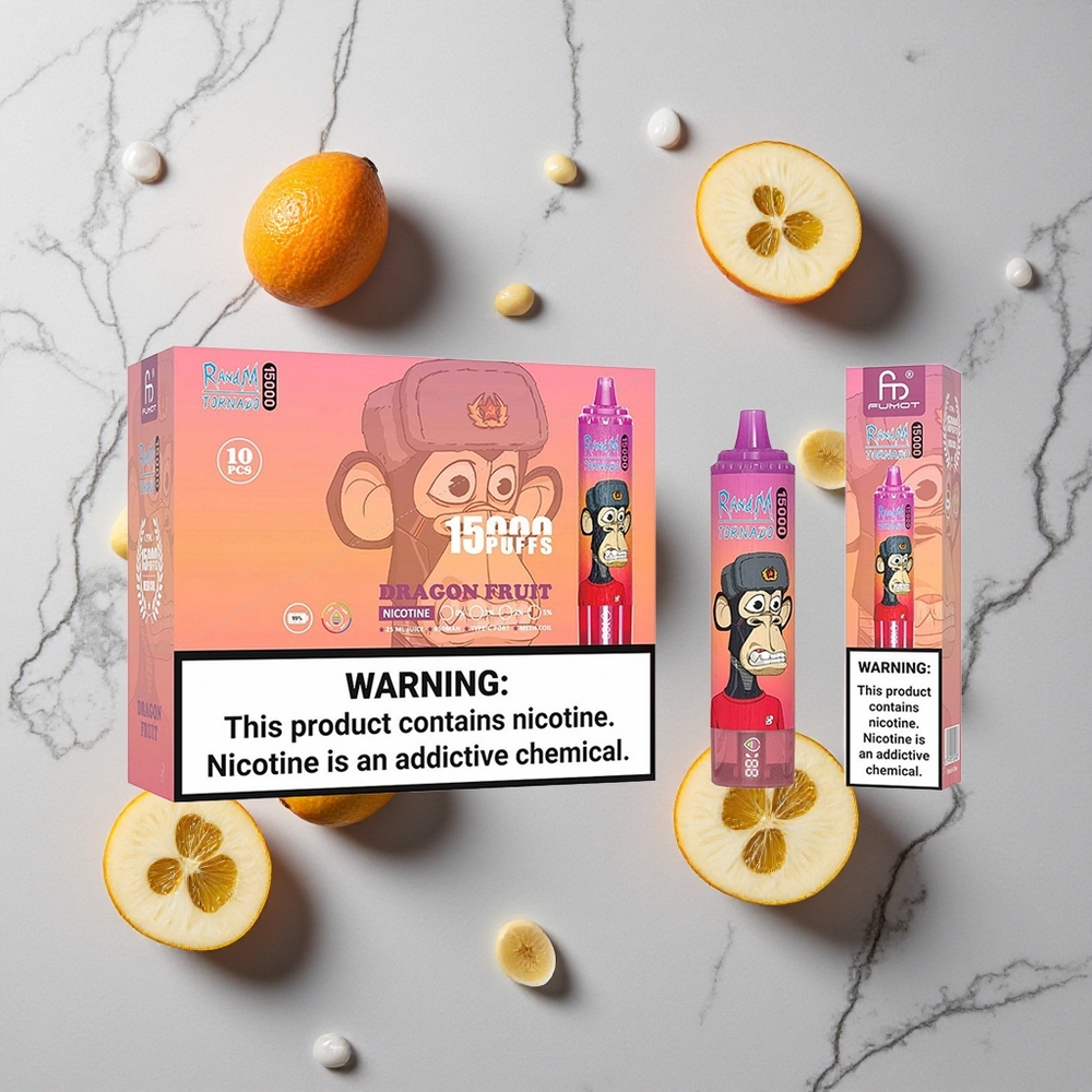 RandM Fumot Tornado 15000 Caladas Vape Desechable Fruta del Dragón 25ml Pantalla LCD vape wholesale España