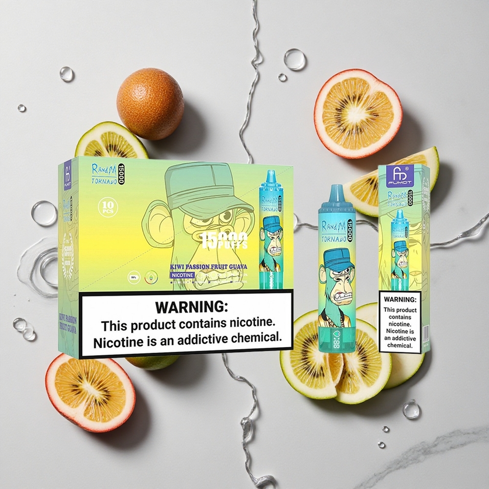 RandM Fumot Tornado 15000 Caladas Vape Desechable Kiwi Maracuyá Guayaba Pantalla LCD vape wholesale España