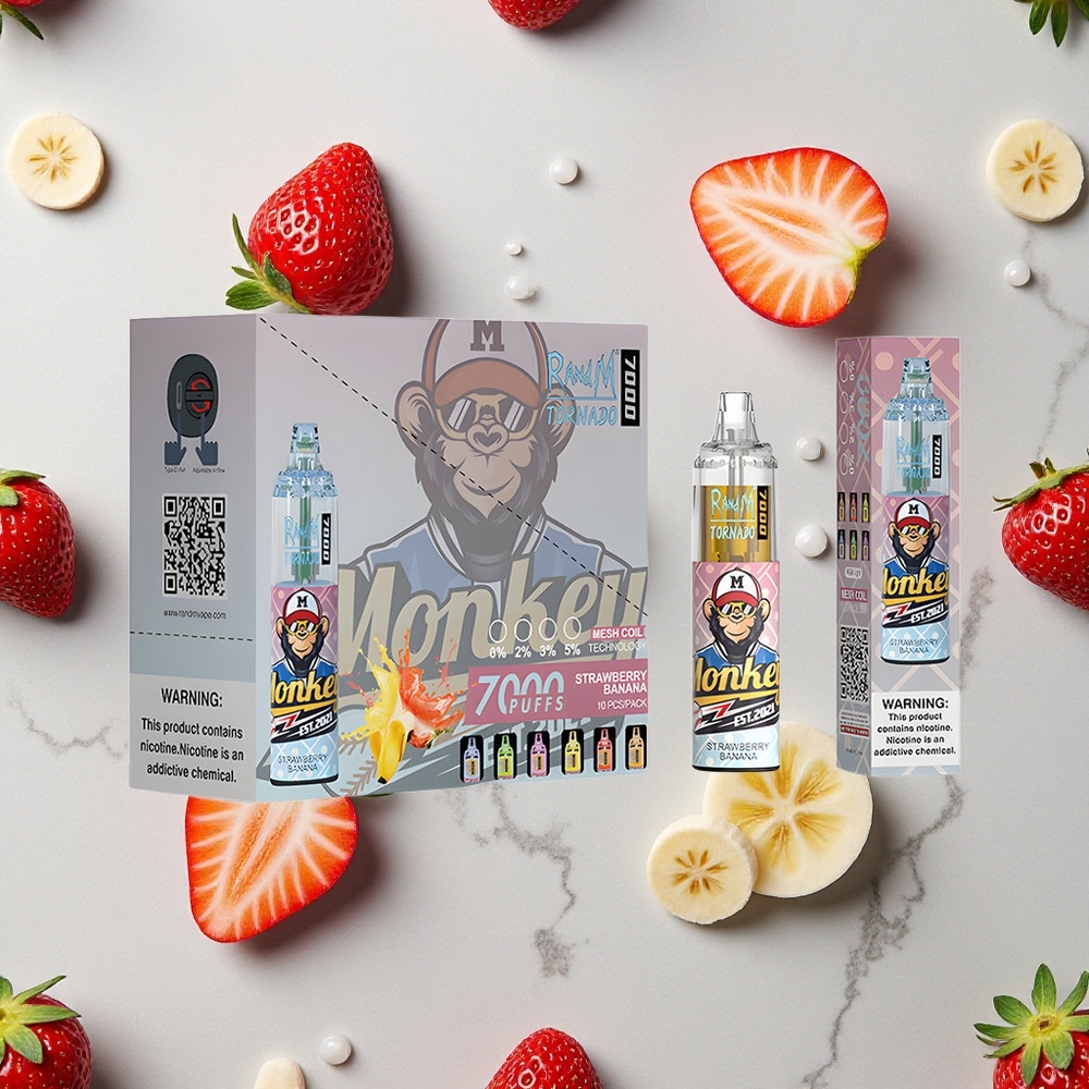 RandM Fumot Tornado 7000 Caladas Fresa Plátano 14ML E-líquido vape wholesale España