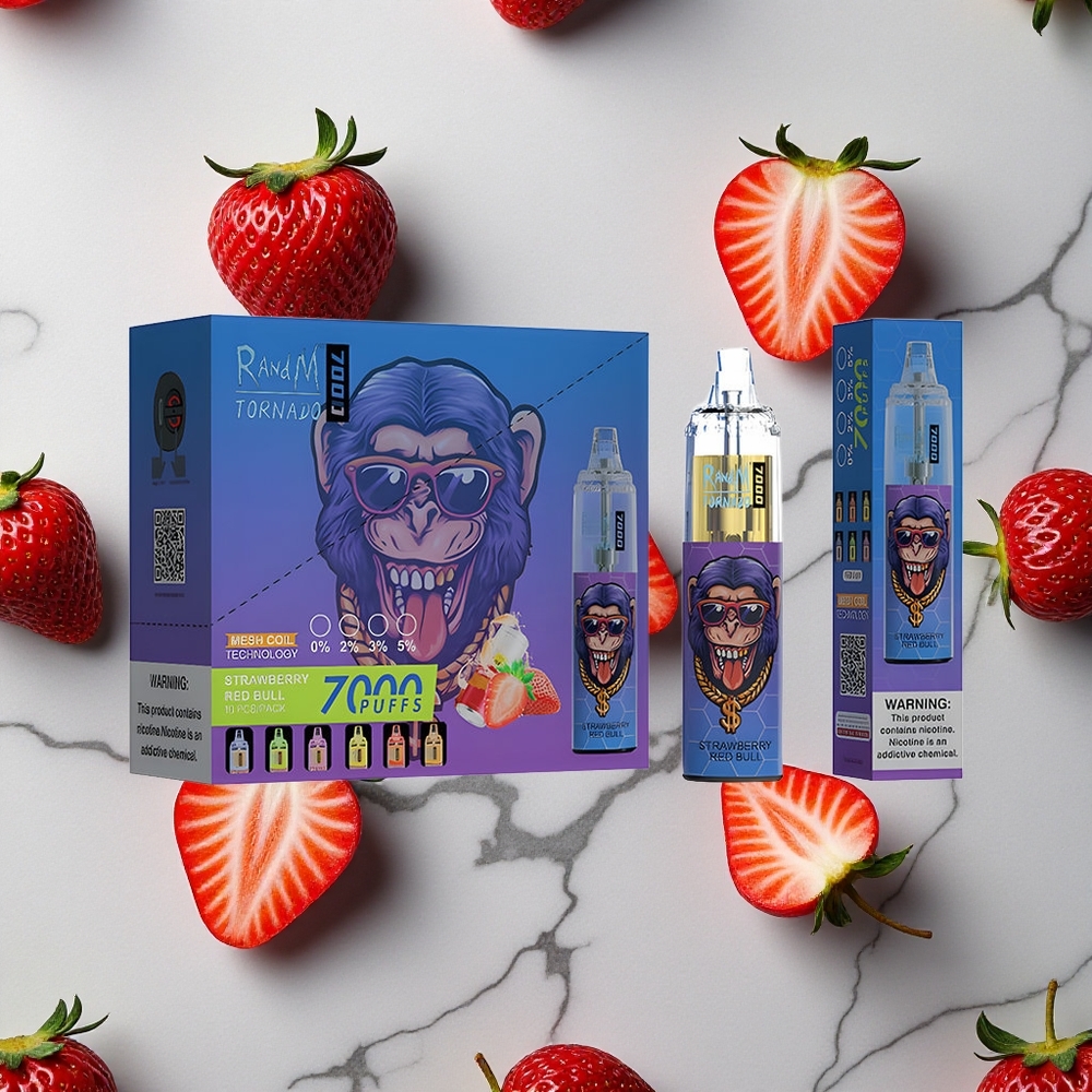 RandM Fumot Tornado 7000 Caladas Fresa Red Bull 14 ML E-líquido vape wholesale España