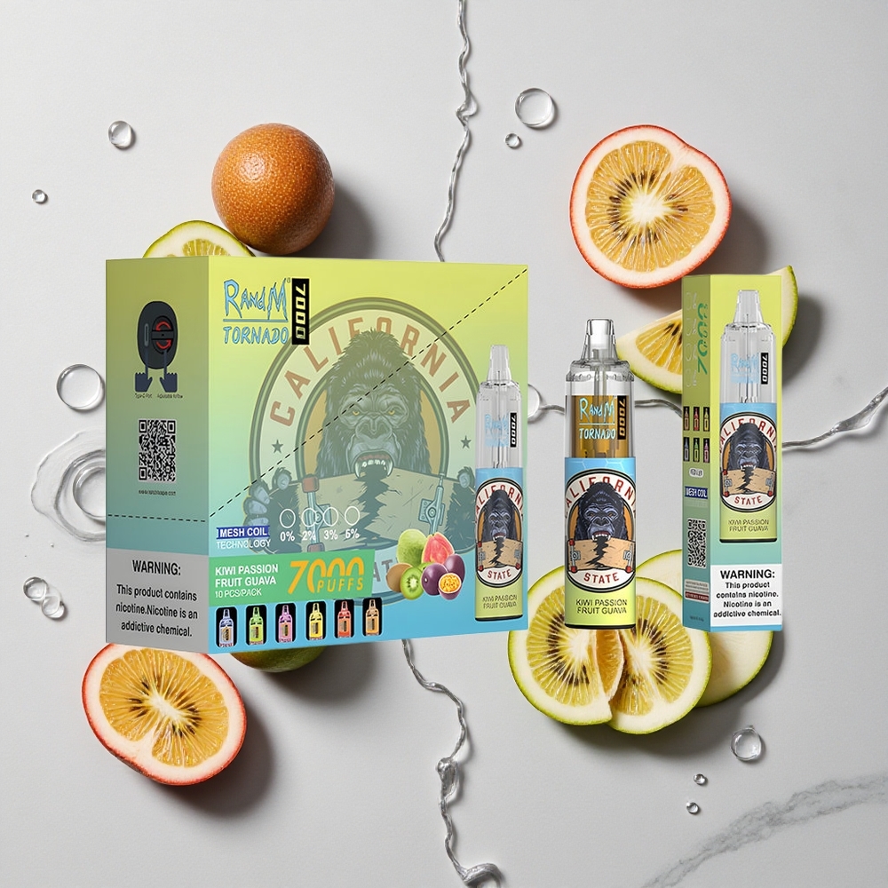 RandM Fumot Tornado 7000 Caladas Kiwi Maracuyá Guayaba 14 ML E-líquido vape wholesale España