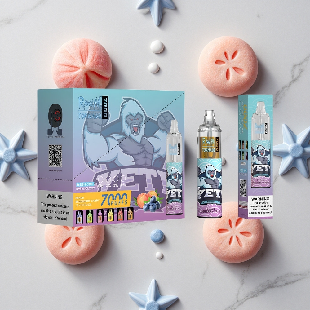 RandM Fumot Tornado 7000 Caladas Melocotón y Arándano Dulce RGB Light Tipo-C vape wholesale España