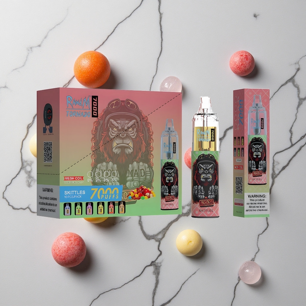 RandM Fumot Tornado 7000 Caladas Skittles (Caramelo) 14ML E-líquido RGB Light vape wholesale España