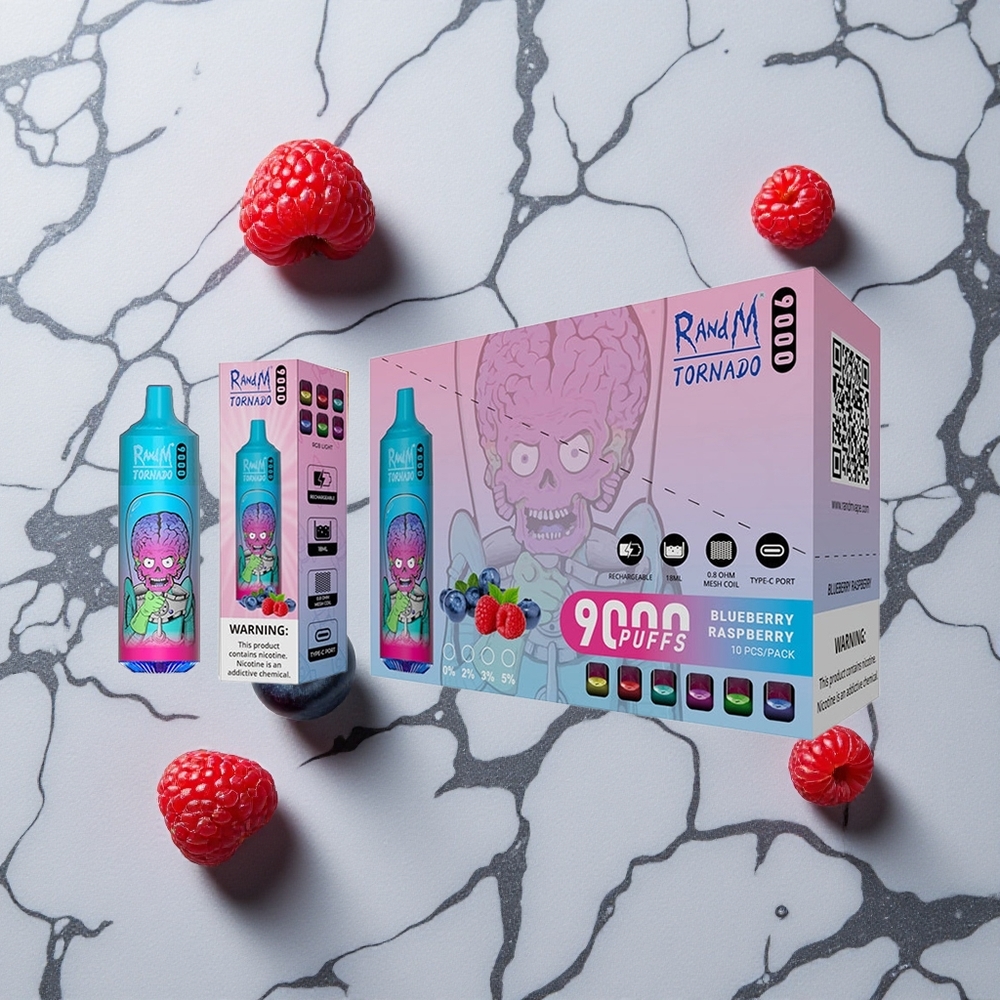RandM Fumot Tornado 9000 Caladas Arándano Frambuesa 18 mL Pantalla RGB vape wholesale España