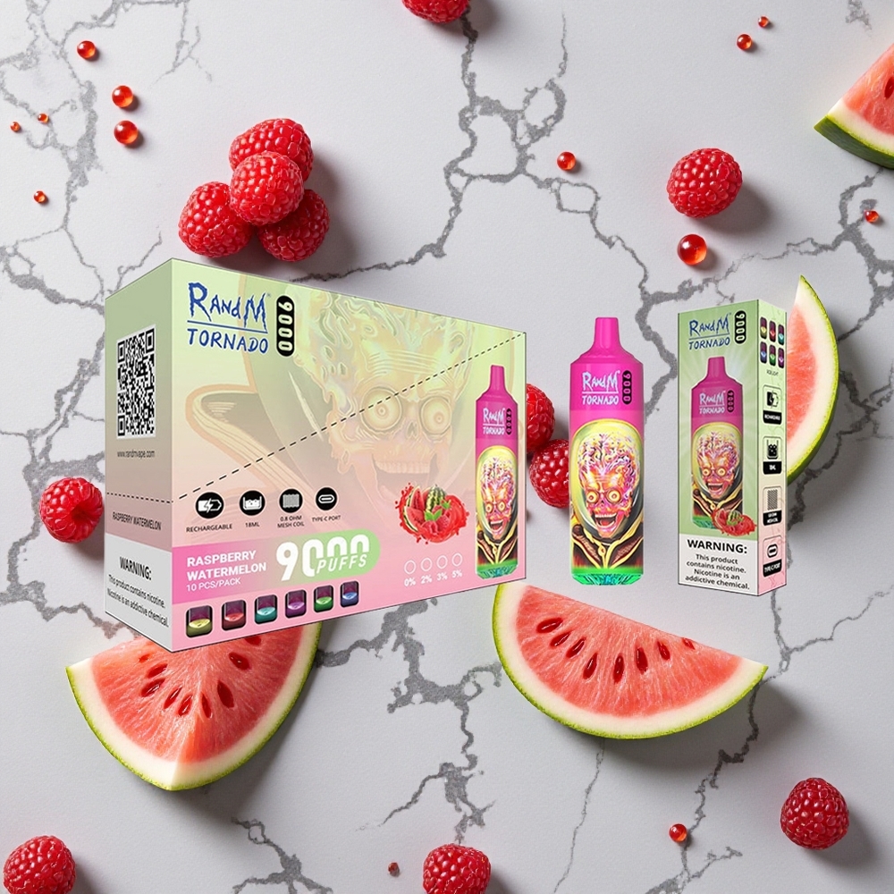 RandM Fumot Tornado 9000 Caladas Frambuesa Sandía Pantalla RGB vape wholesale España