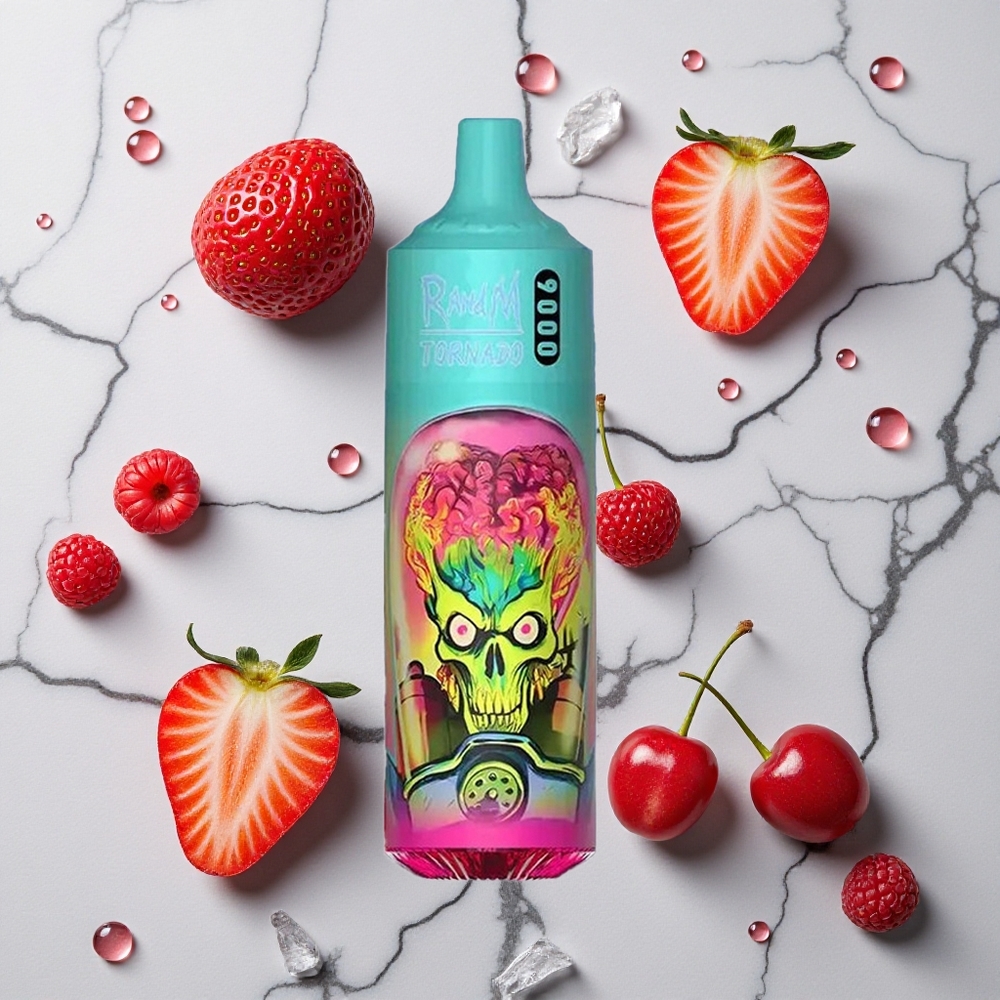 RandM Fumot Tornado 9000 Caladas Fresa Frambuesa Cereza Hielo 18 mL Recargable vape wholesale España