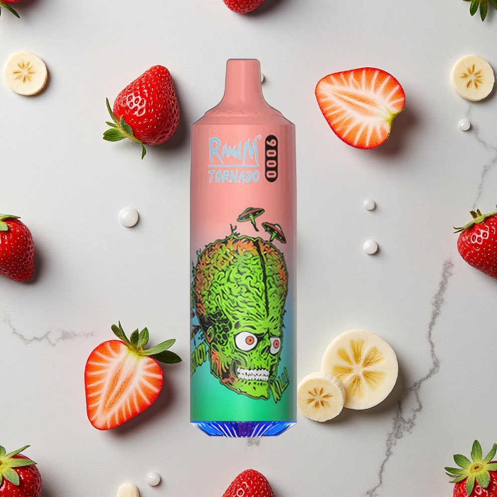 RandM Fumot Tornado 9000 Caladas Fresa Plátano 18 mL Pantalla RGB vape wholesale España