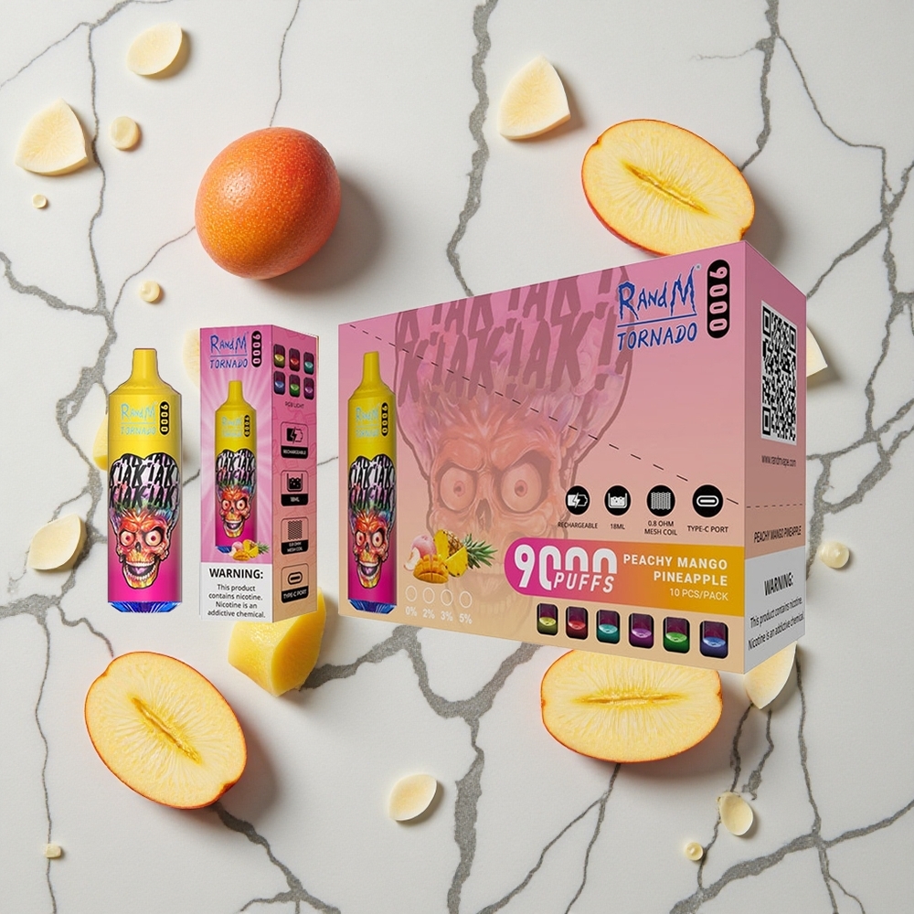 RandM Fumot Tornado 9000 Caladas Mango Melocotón Piña 18 mL Pantalla RGB vape wholesale España
