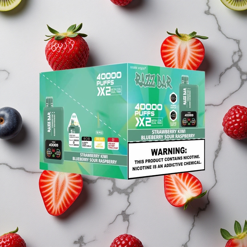 Razz Bar 40000 Caladas Fresa Kiwi/Arándano Frambuesa Ácida Pantalla de Potencia vape wholesale España