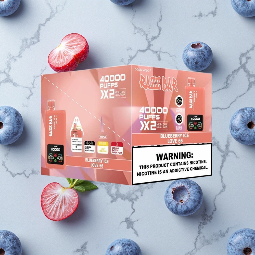 Razz Bar 40000 Caladas Vape Desechable Arándano Hielo/Love 66 Pantalla de Potencia vape wholesale España