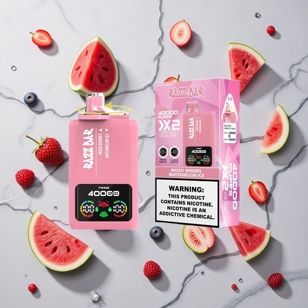 Razz Bar 40000 Caladas Vape Desechable Mezcla de Bayas/Sandía Helada Pantalla de Energía vape wholesale España