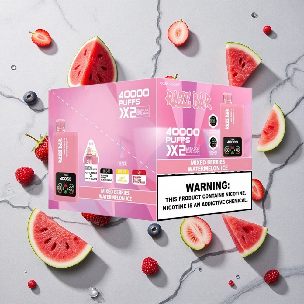Razz Bar 40000 Caladas Vape Desechable Mezcla de Bayas/Sandía Helada Pantalla de Energía vape wholesale España