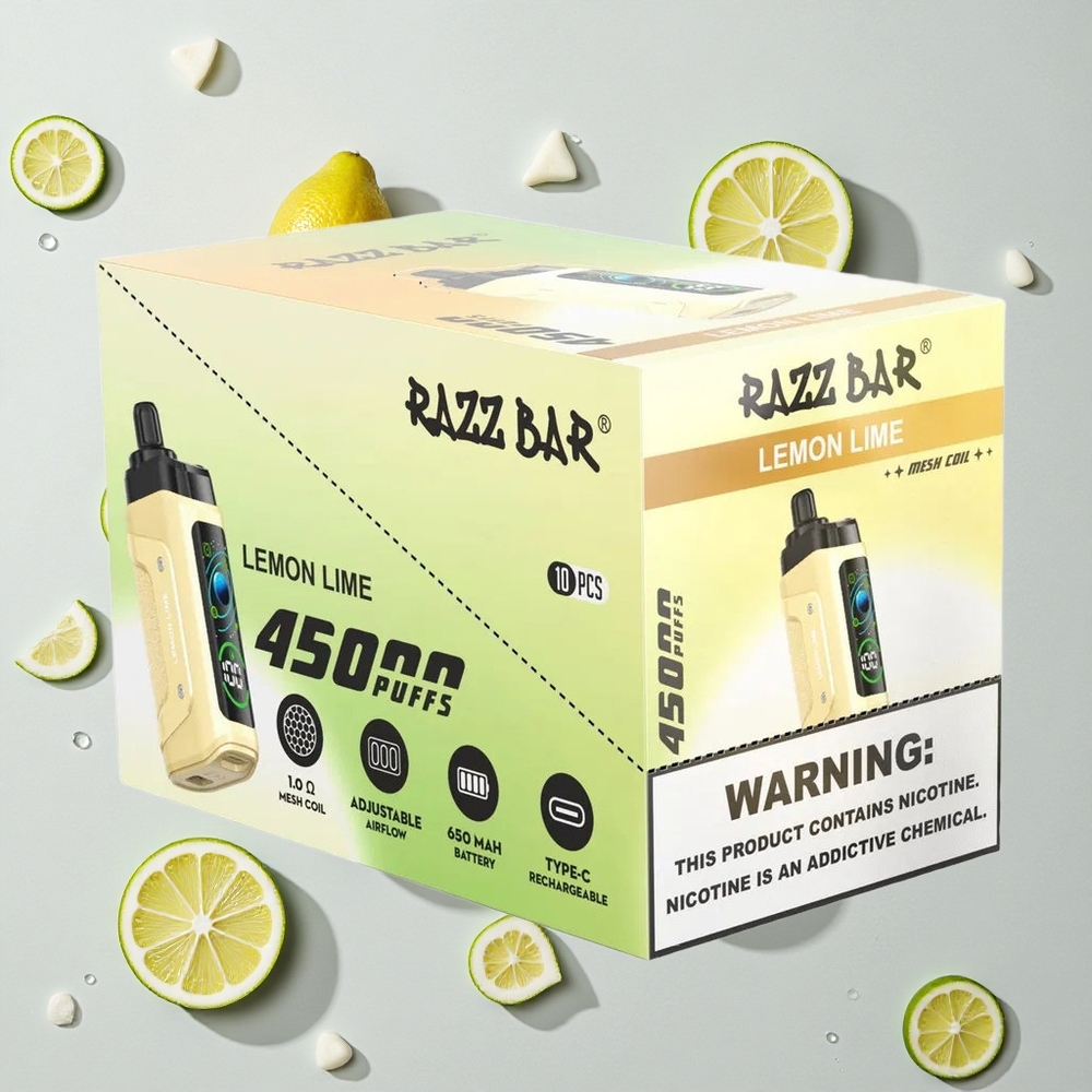 Razz Bar 45000 Caladas Vape Desechable Limón Lima y Frambuesa 1.0 Ohm Tipo-C vape wholesale España