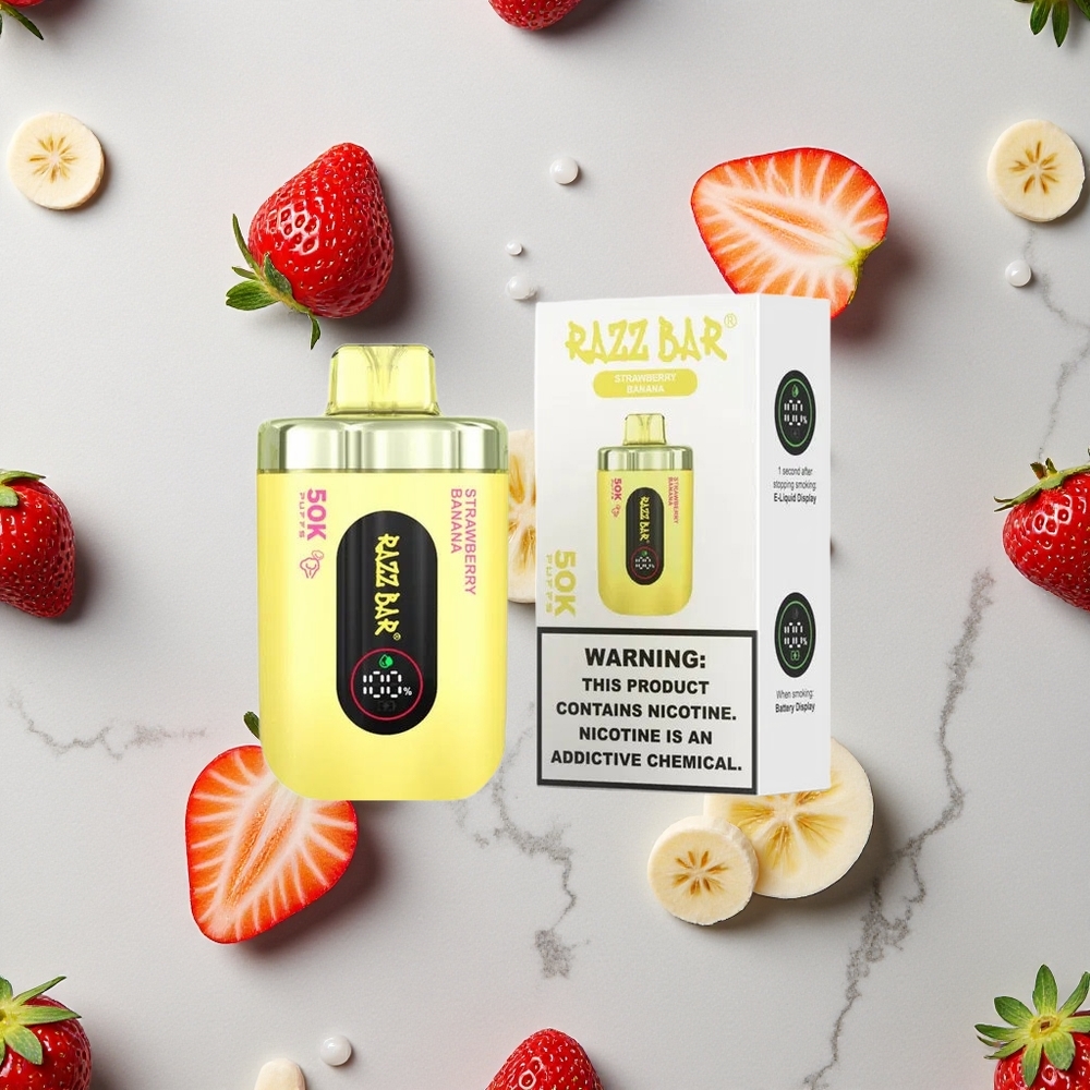 Razz Bar 50K Caladas Fresa Plátano Vape Desechable Tipo-C Recargable vape wholesale España
