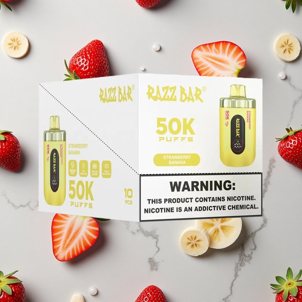 Razz Bar 50K Caladas Fresa Plátano Vape Desechable Tipo-C Recargable vape wholesale España