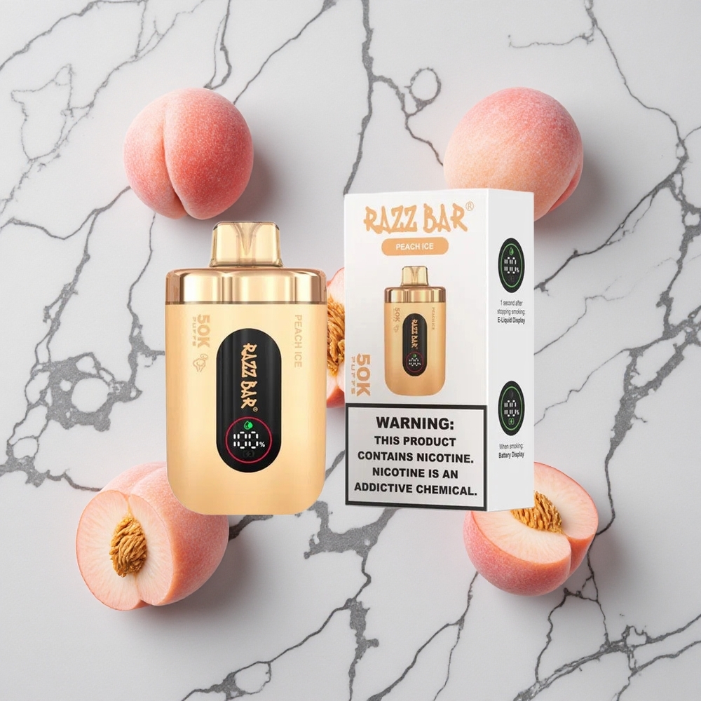 Razz Bar 50K Caladas Melocotón Hielo Vape Desechable con 50000 Caladas y Batería 650 Mah Recargable Type-C vape wholesale España