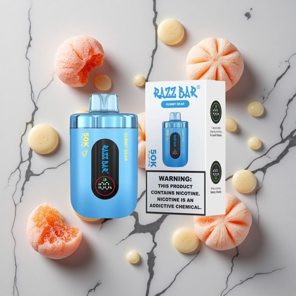 Razz Bar 50K Caladas Vape Desechable Osito de Goma y Frambuesa 1.0 Ohm Mesh Coil vape wholesale España