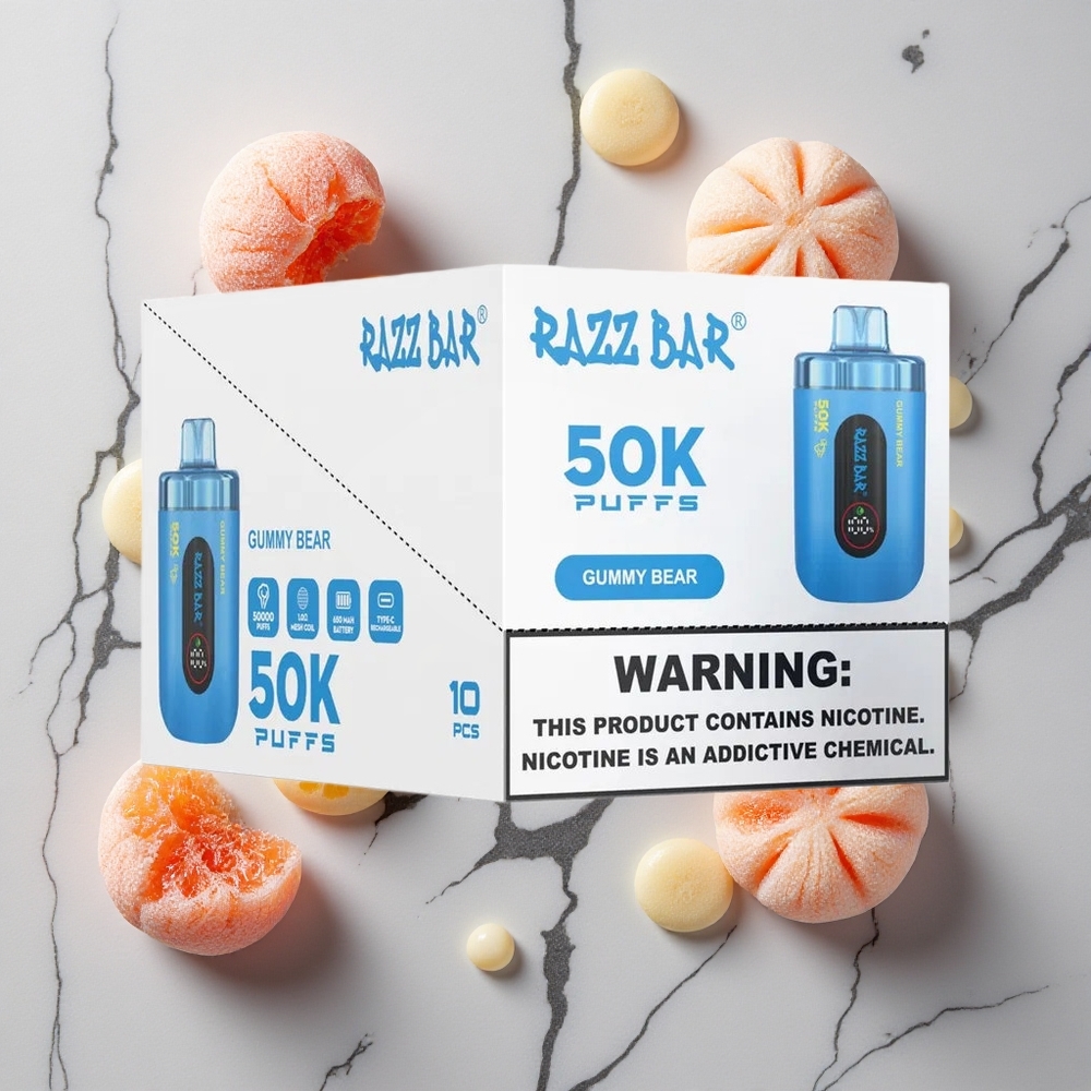 Razz Bar 50K Caladas Vape Desechable Osito de Goma y Frambuesa 1.0 Ohm Mesh Coil vape wholesale España