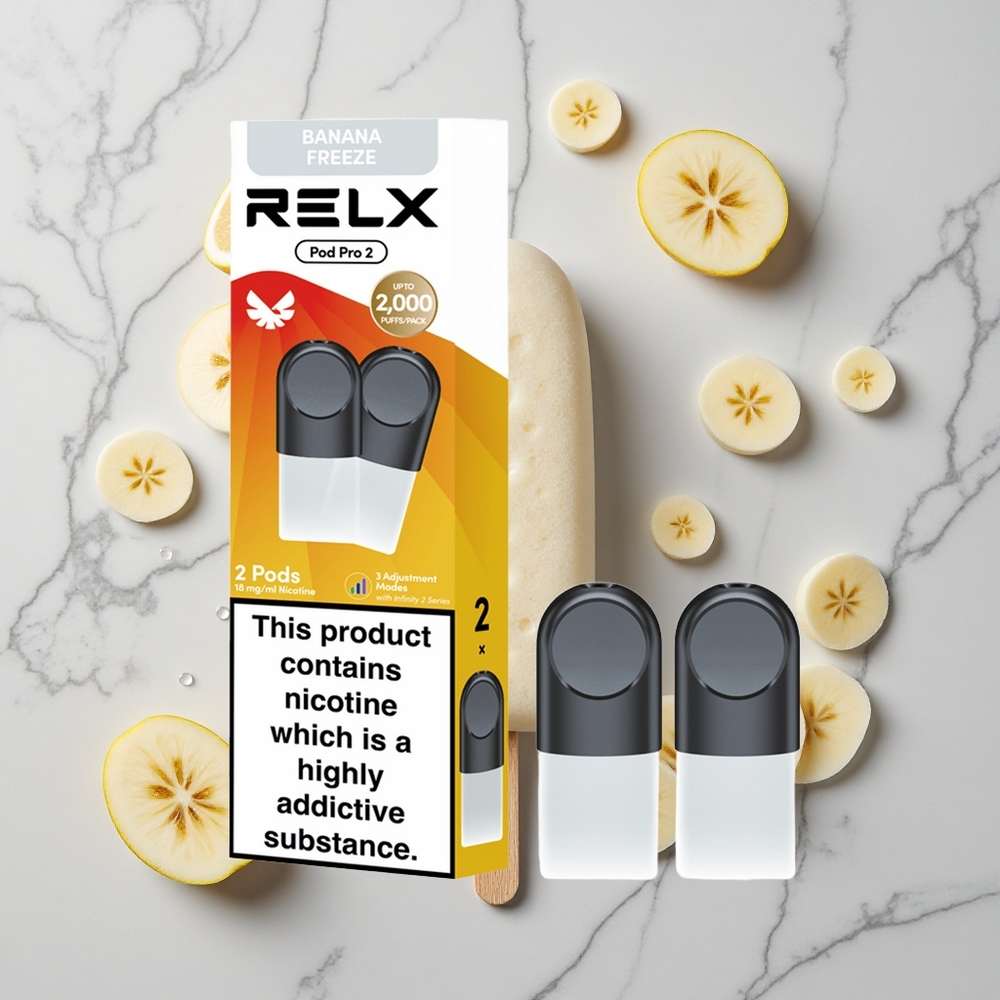 RELX Pod Pro 2 600 Caladas Postre-Plátano Helado 1.9ml 3 ajustes de voltaje vape wholesale España
